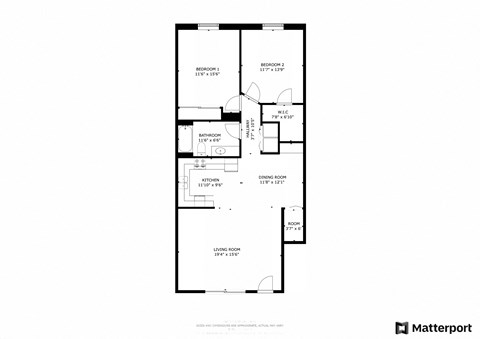 Riverwalk, Lower 2 Bed/1 Bath Floor Plan